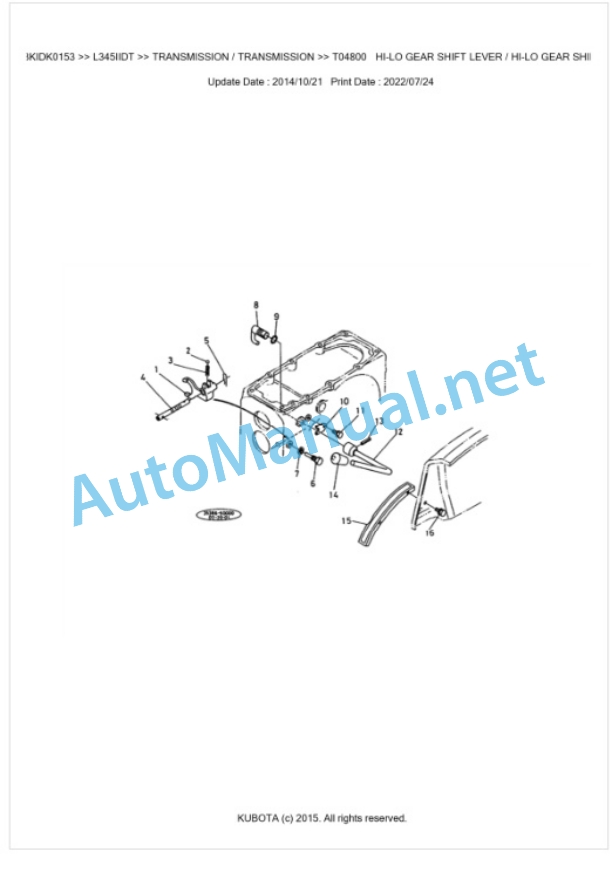 Kubota L345IIDT Parts Manual PDF BKIDK0153 4 Kubota L345IIDT Parts Manual PDF BKIDK0153-4