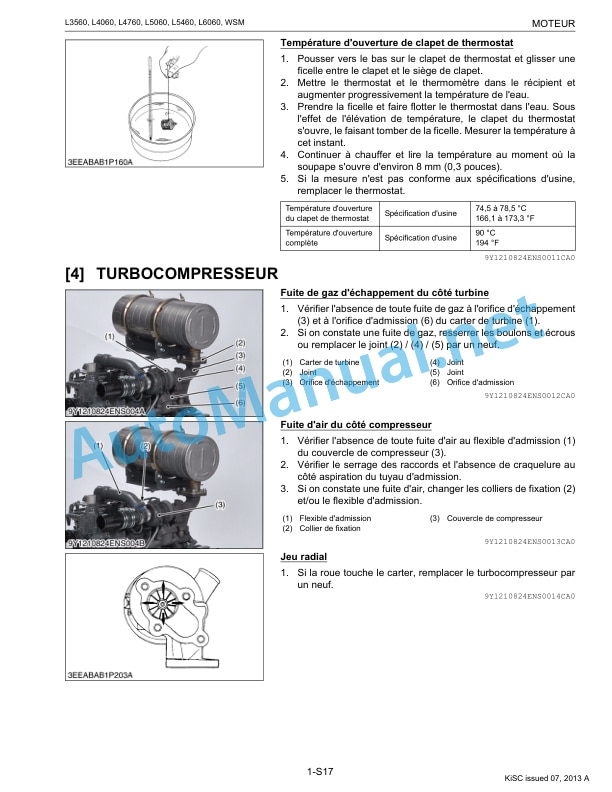 Alternative view of Kubota L3560, L4060, L4760, L5060, L5460, L6060 Tractor Workshop Manual PDF FR