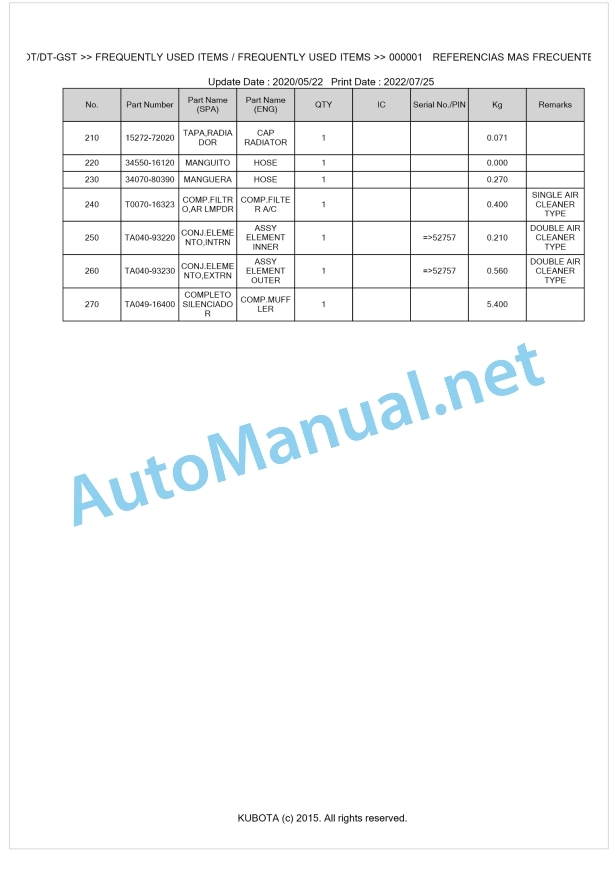 Kubota L3600, L4200 (Old Model) Parts Manual PDF BKIDK0127 1 Kubota L3600, L4200 (Old Model) Parts Manual PDF BKIDK0127