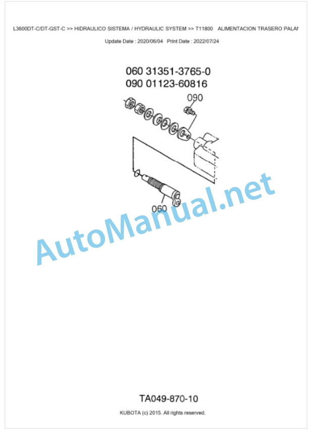 Kubota L3600C (Old Model) Parts Manual PDF BKIDK0124-5