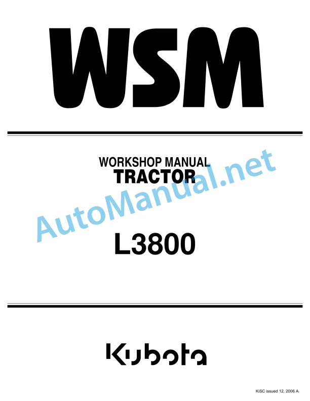 Kubota L3800 Tractor Workshop Manual PDF