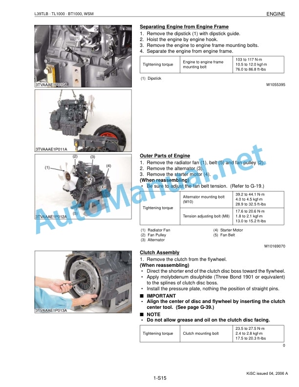 Alternative view of Kubota L39, TL1000, BT1000 Tractor, Loader, Backhoe Workshop Manual PDF EN