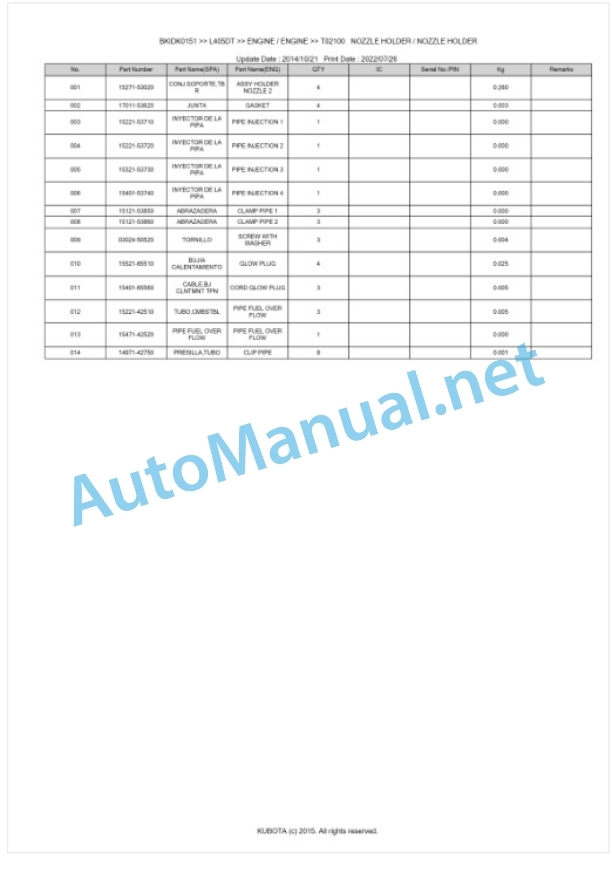 Kubota L405DT Parts Manual PDF BKIDK0151 2 Kubota L405DT Parts Manual PDF BKIDK0151-2