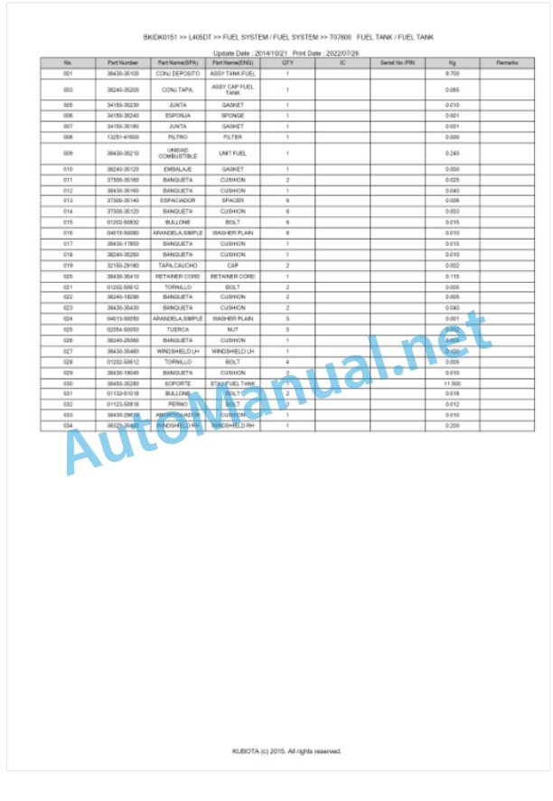 Kubota L405DT Parts Manual PDF BKIDK0151 5 Kubota L405DT Parts Manual PDF BKIDK0151-5