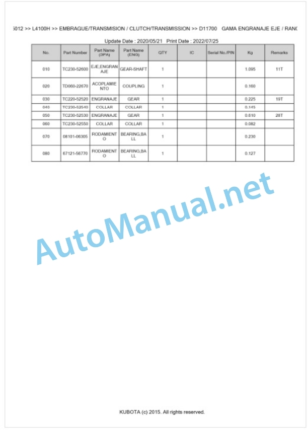 Kubota L4100H Parts Manual PDF BKIDK5012 3 Kubota L4100H Parts Manual PDF BKIDK5012-3