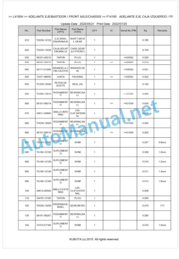 Kubota L4100H Parts Manual PDF BKIDK5012 4 Kubota L4100H Parts Manual PDF BKIDK5012-4