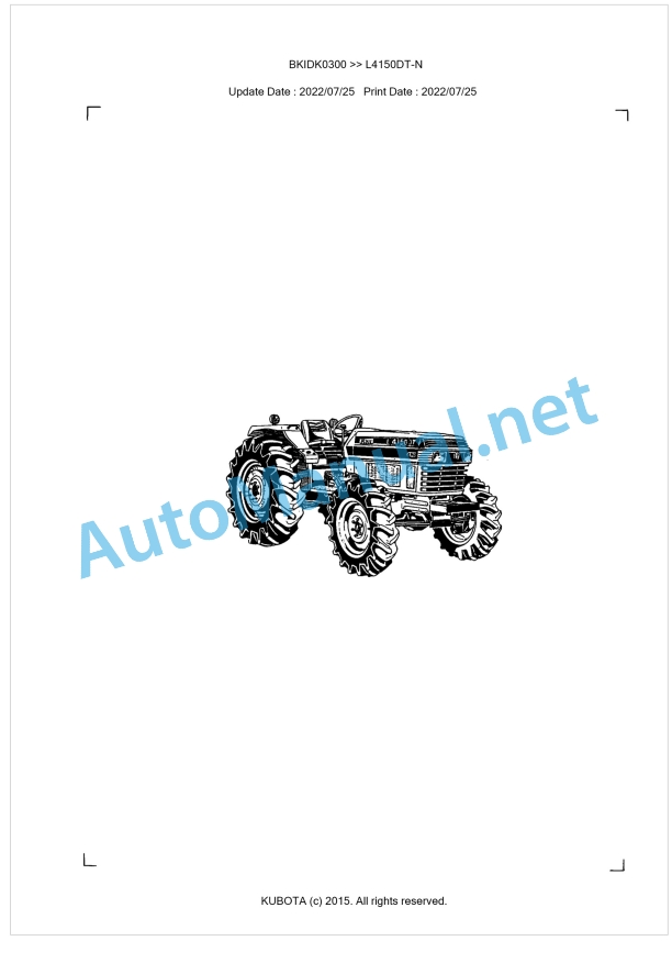 Kubota L4150DT-N Parts Manual PDF BKIDK0300 1 Kubota L4150DT-N Parts Manual PDF BKIDK0300