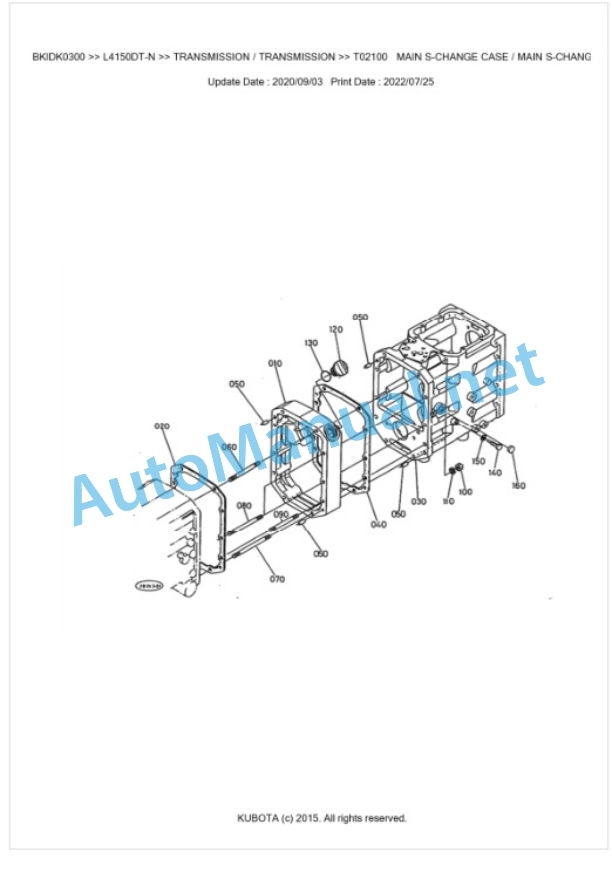 Kubota L4150DT-N Parts Manual PDF BKIDK0300 4 Kubota L4150DT-N Parts Manual PDF BKIDK0300-4