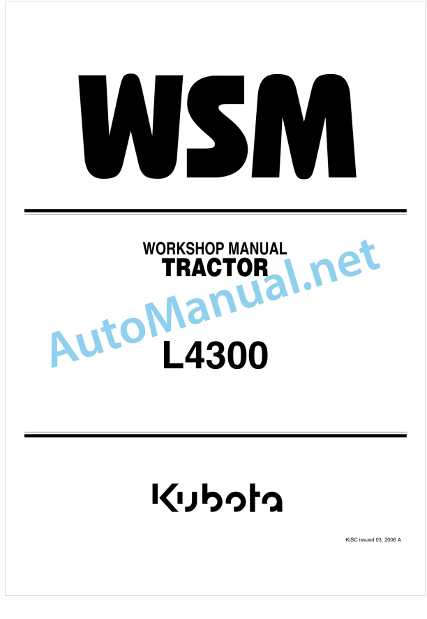 Kubota L4300 Tractor Workshop Manual PDF