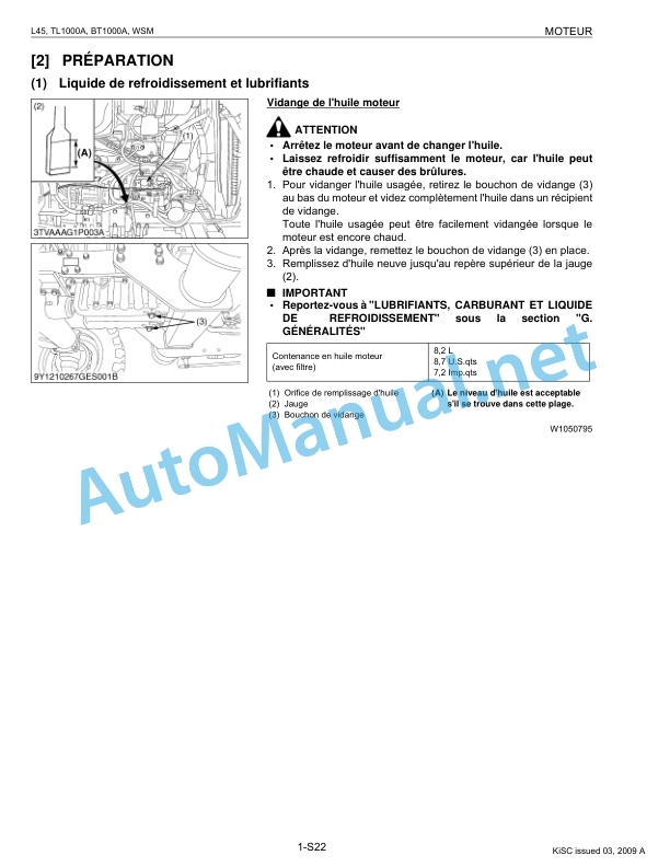 Alternative view of Kubota L45, TL1000A, BT1000A Tractor, Loader, Backhoe Workshop Manual PDF FR