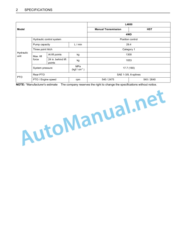 Kubota L4600 Tractor Operators Manual PDF 4 Kubota L4600 Tractor Operators Manual PDF-4