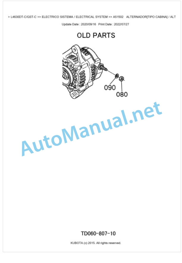 Kubota L4630DT-C, L4630GST-C Parts Manual PDF BKIDK0580 2 Kubota L4630DT-C, L4630GST-C Parts Manual PDF BKIDK0580-2