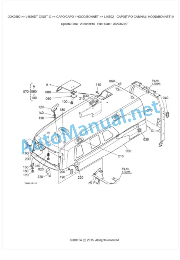Kubota L4630DT-C, L4630GST-C Parts Manual PDF BKIDK0580 5 Kubota L4630DT-C, L4630GST-C Parts Manual PDF BKIDK0580-5
