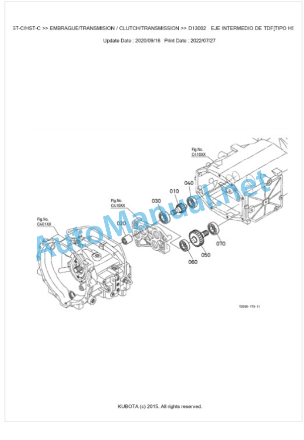 Kubota L5030DT-C, L5030GST-C, L5030HST-C Parts Manual PDF BKIDK0581-3