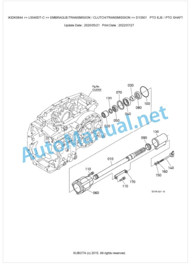 Kubota L5040DT-C, L5040GST-C Parts Manual PDF BKIDK0644 3 Kubota L5040DT-C, L5040GST-C Parts Manual PDF BKIDK0644-3