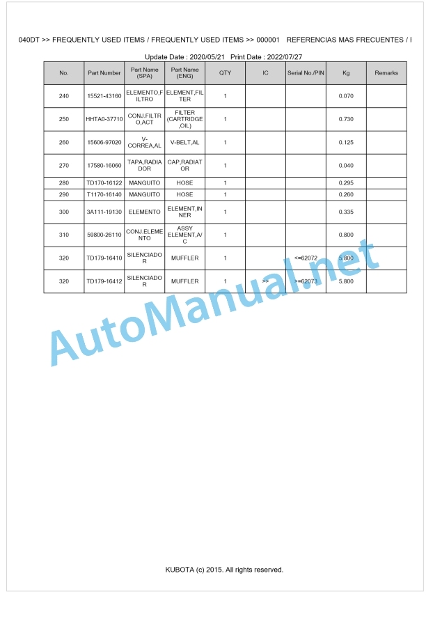 Kubota L5040DT Parts Manual PDF BKIDK0650 1 Kubota L5040DT Parts Manual PDF BKIDK0650