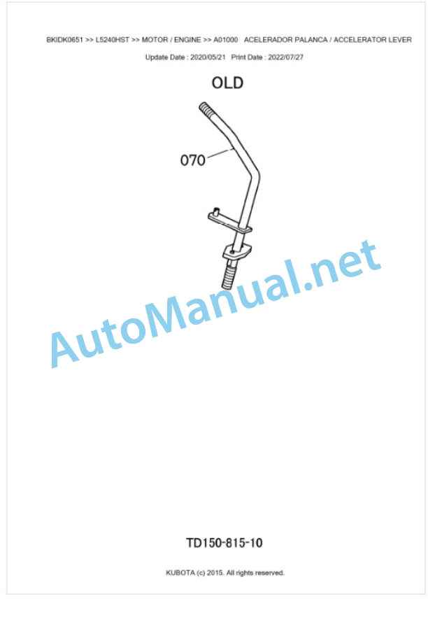 Kubota L5240HST Parts Manual PDF BKIDK0651 2 Kubota L5240HST Parts Manual PDF BKIDK0651-2