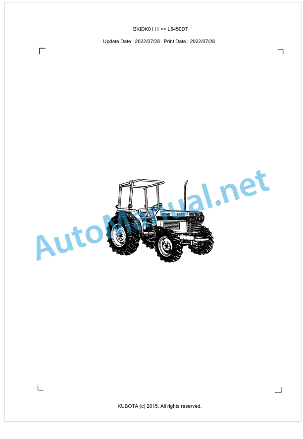 Kubota L5450DT Parts Manual PDF BKIDK0111 1 Kubota L5450DT Parts Manual PDF BKIDK0111
