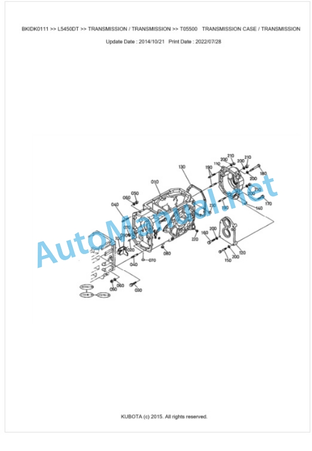 Kubota L5450DT Parts Manual PDF BKIDK0111 3 Kubota L5450DT Parts Manual PDF BKIDK0111-3