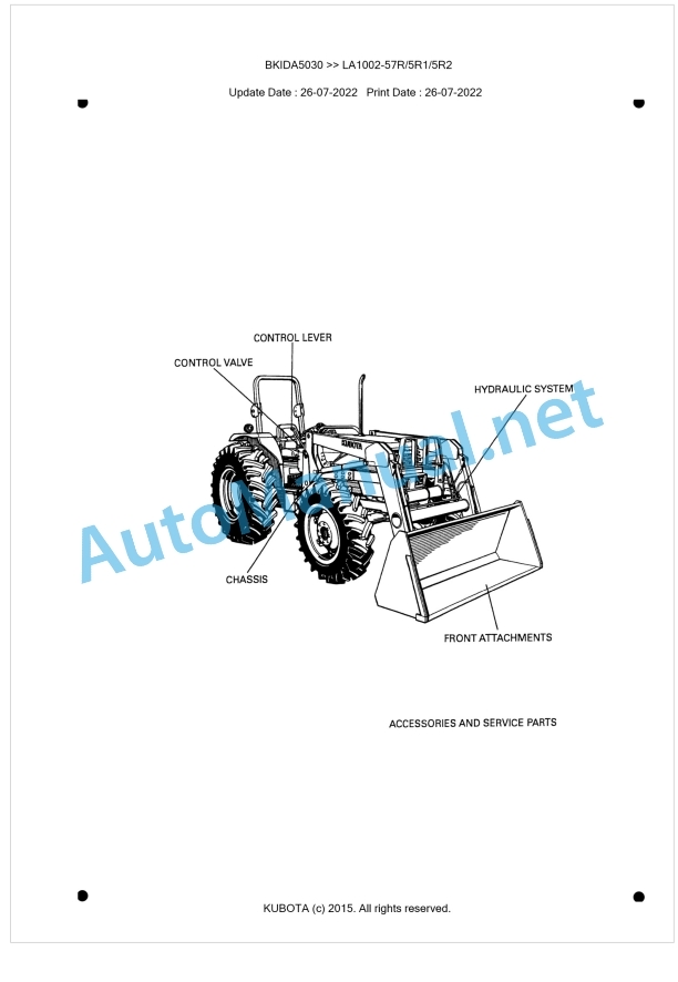 Kubota LA1002-57R, LA1002-5R1, LA1002-5R2 Parts Manual PDF BKIDK5030 1 Kubota LA1002-57R, LA1002-5R1, LA1002-5R2 Parts Manual PDF BKIDK5030