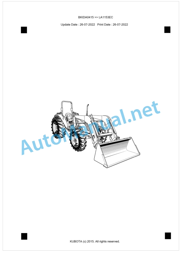 Kubota LA1153EC Parts Manual PDF BKIDA0415 1 Kubota LA1153EC Parts Manual PDF BKIDA0415