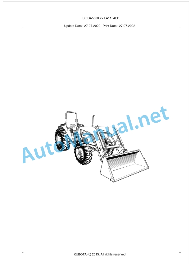 Kubota LA1154EC Parts Manual PDF BKIDA5060 1 Kubota LA1154EC Parts Manual PDF BKIDA5060