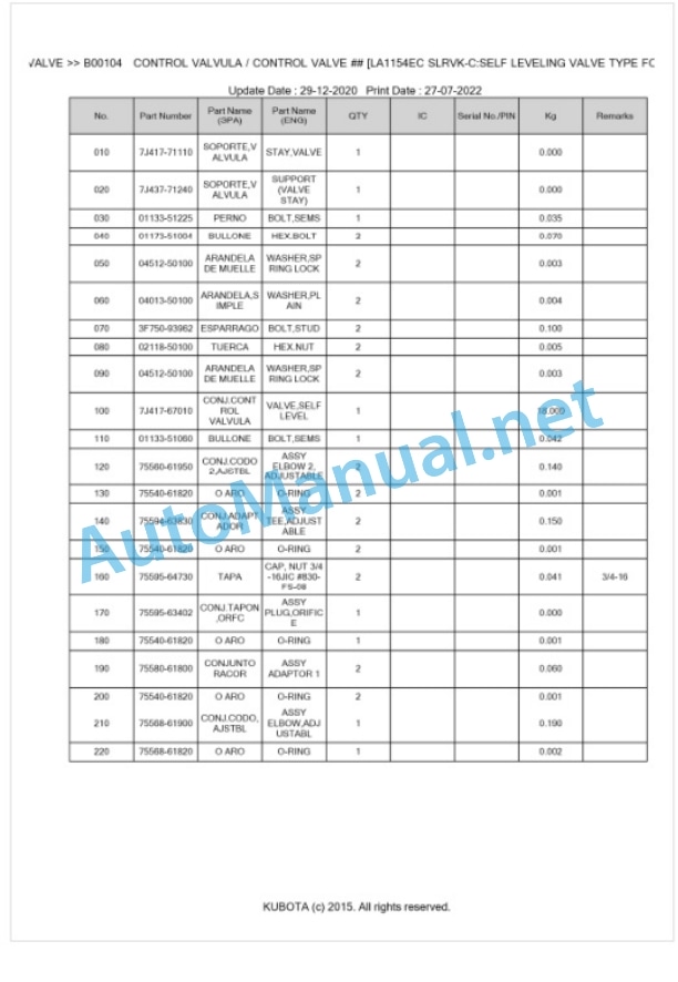 Kubota LA1154EC Parts Manual PDF BKIDA5060 2 Kubota LA1154EC Parts Manual PDF BKIDA5060-2