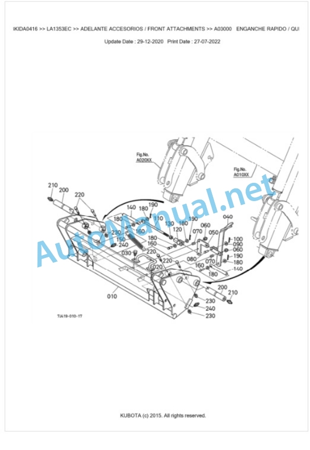 Kubota LA1353EC Parts Manual PDF BKIDA0416 2 Kubota LA1353EC Parts Manual PDF BKIDA0416-2