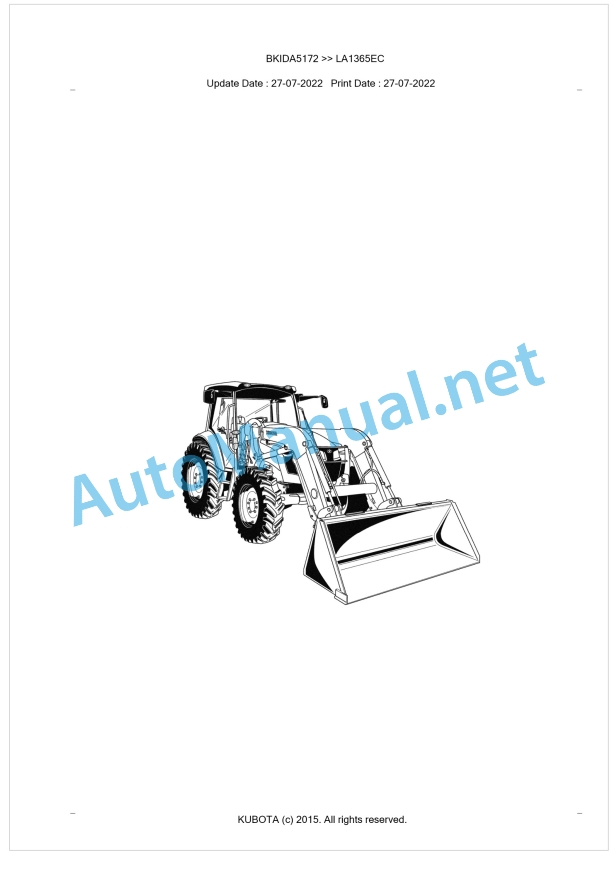 Kubota LA1365EC Parts Manual PDF BKIDA5172 1 Kubota LA1365EC Parts Manual PDF BKIDA5172