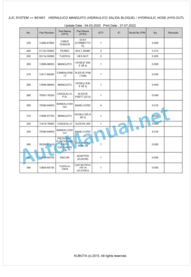 Kubota LA1365EC Parts Manual PDF BKIDA5172 3 Kubota LA1365EC Parts Manual PDF BKIDA5172-3