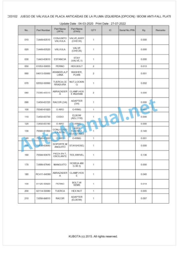 Kubota LA1365EC Parts Manual PDF BKIDA5172 4 Kubota LA1365EC Parts Manual PDF BKIDA5172-4