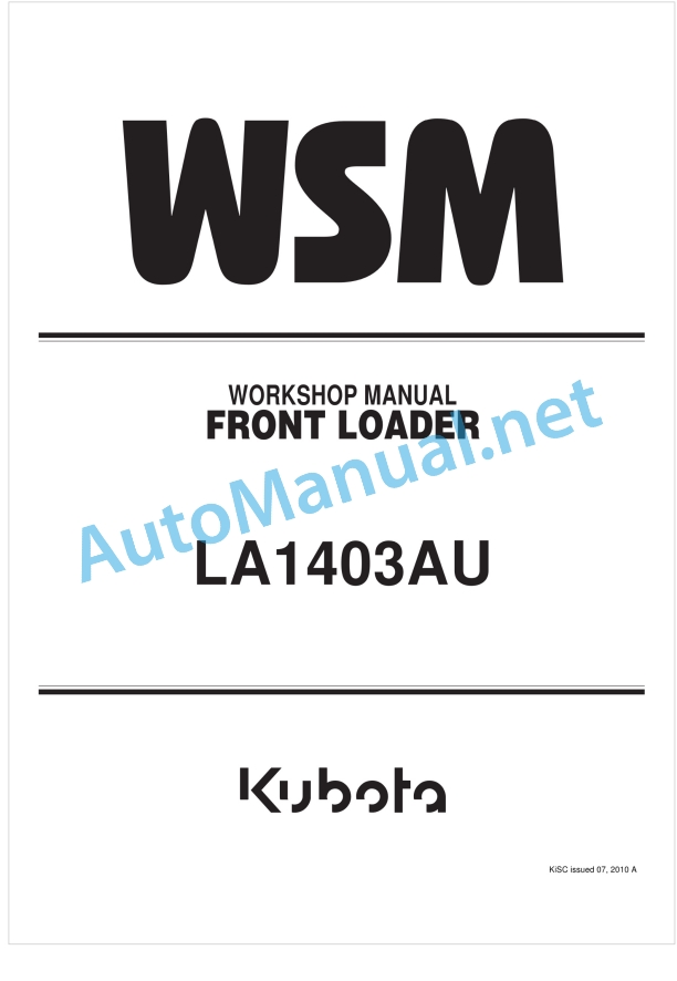Kubota LA1403AU Front Loader Workshop Manual PDF