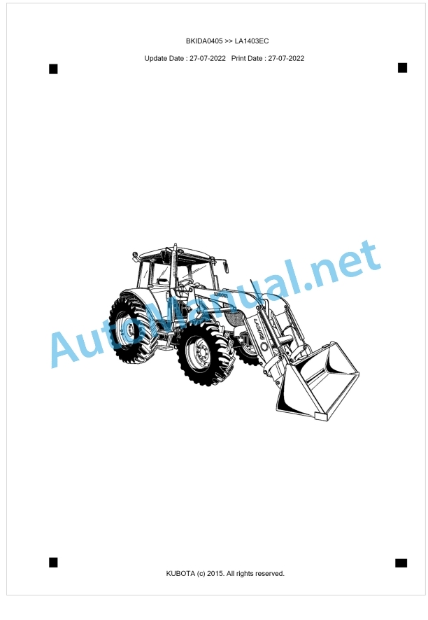 Kubota LA1403EC Parts Manual PDF BKIDA0405 1 Kubota LA1403EC Parts Manual PDF BKIDA0405