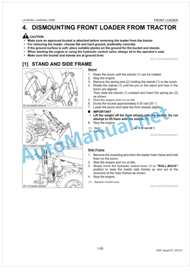 Kubota LA1953AU, LA2253AU Front Loader Workshop Manual PDF-5