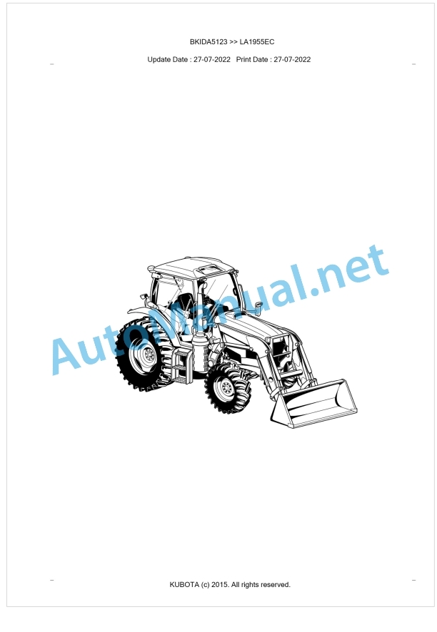 Kubota LA1955EC Parts Manual PDF BKIDA5123 1 Kubota LA1955EC Parts Manual PDF BKIDA5123