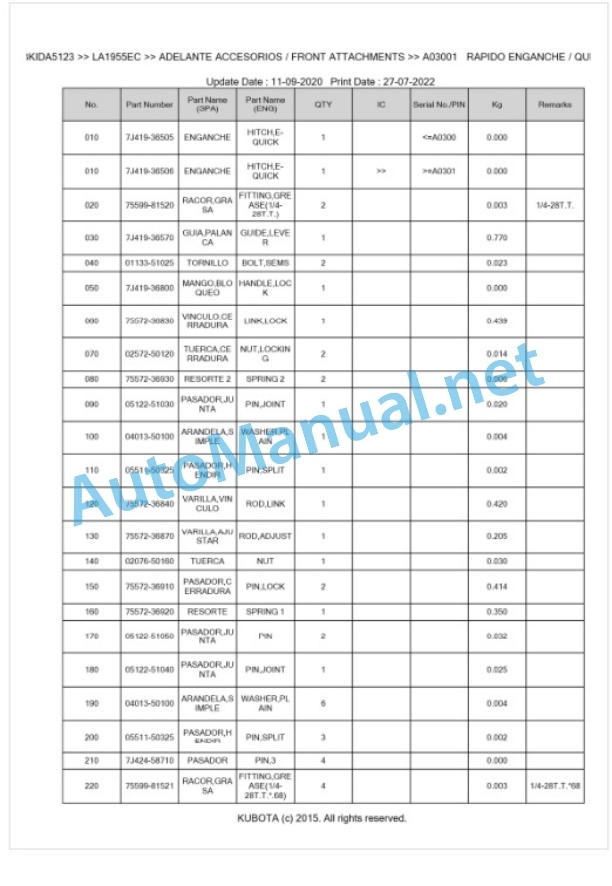 Kubota LA1955EC Parts Manual PDF BKIDA5123 2 Kubota LA1955EC Parts Manual PDF BKIDA5123-2