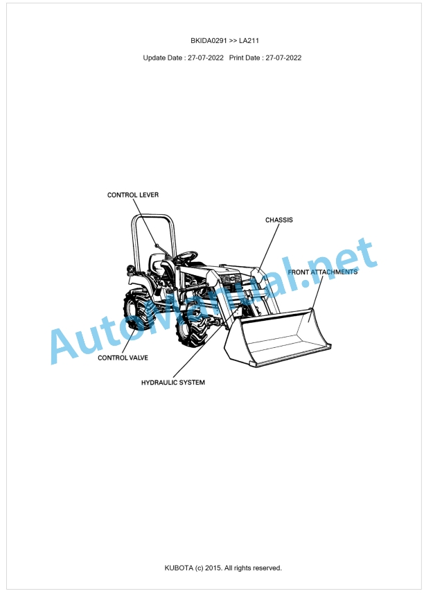 Kubota LA211 Parts Manual PDF BKIDA0291