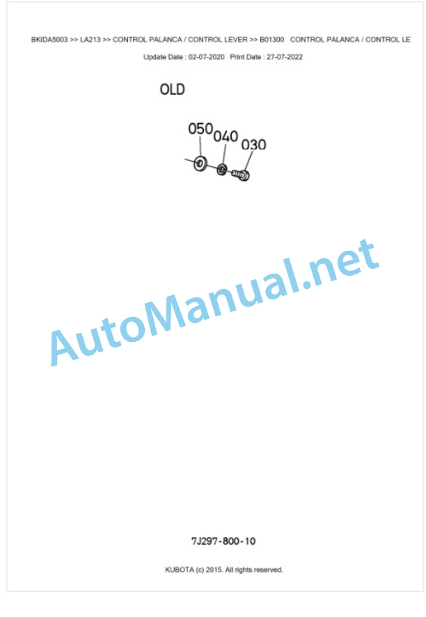 Kubota LA213 Parts Manual PDF BKIDA5003 4 Kubota LA213 Parts Manual PDF BKIDA5003-4