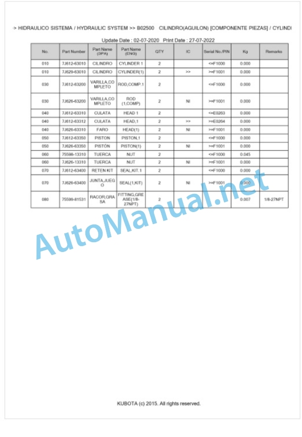 Kubota LA213 Parts Manual PDF BKIDA5003 5 Kubota LA213 Parts Manual PDF BKIDA5003-5