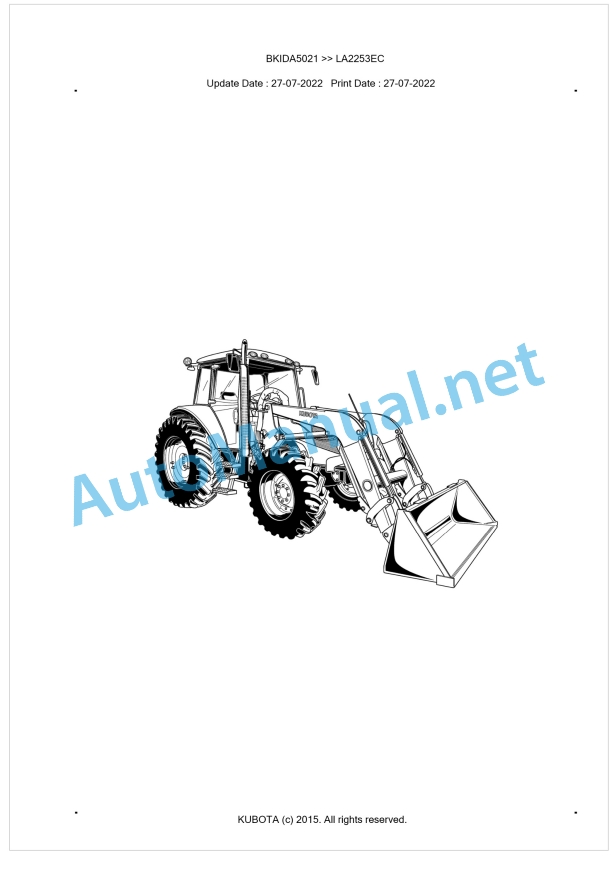 Kubota LA2253EC Parts Manual PDF BKIDA5021 1 Kubota LA2253EC Parts Manual PDF BKIDA5021