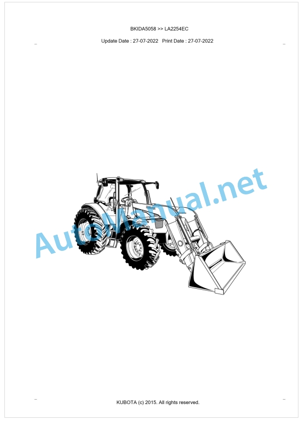 Kubota LA2254EC Parts Manual PDF BKIDA5058 1 Kubota LA2254EC Parts Manual PDF BKIDA5058