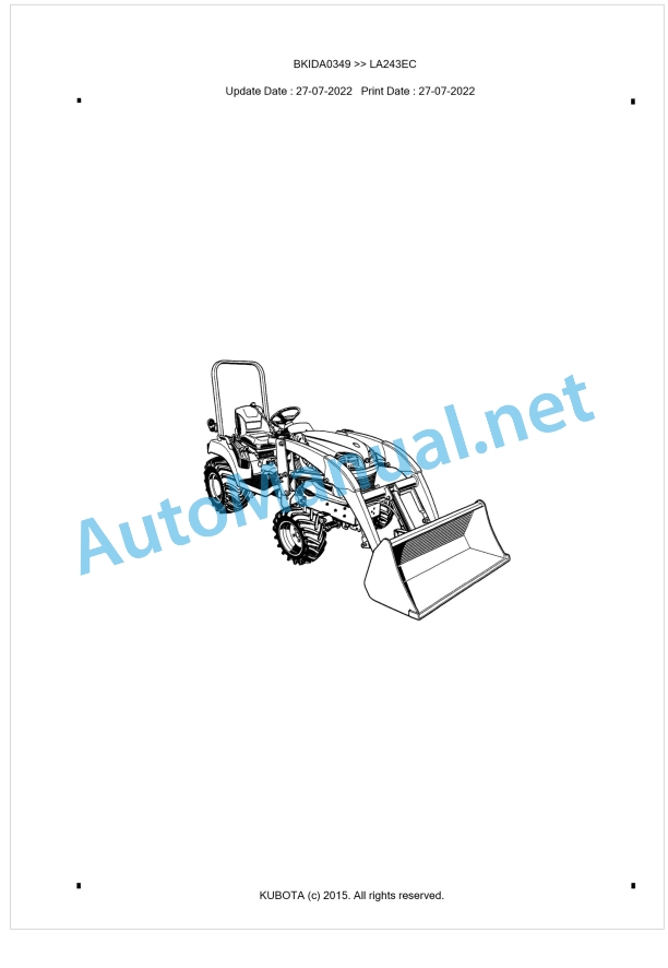 Kubota LA243EC Parts Manual PDF BKIDA0349