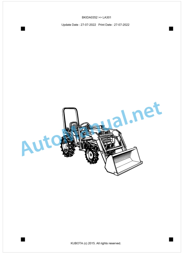 Kubota LA301 Parts Manual PDF BKIDA0352 1 Kubota LA301 Parts Manual PDF BKIDA0352