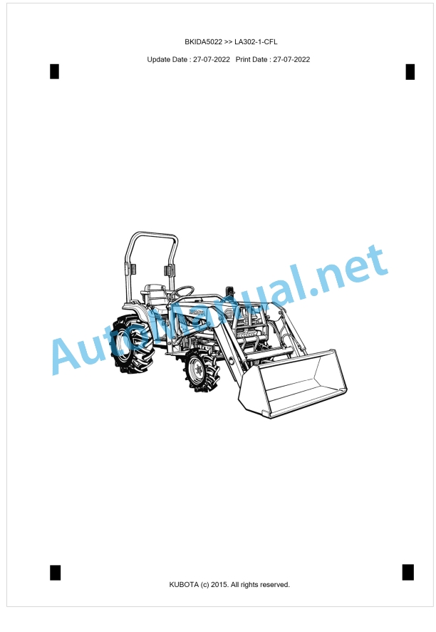 Kubota LA302-1-CFL Parts Manual PDF BKIDA5022 1 Kubota LA302-1-CFL Parts Manual PDF BKIDA5022