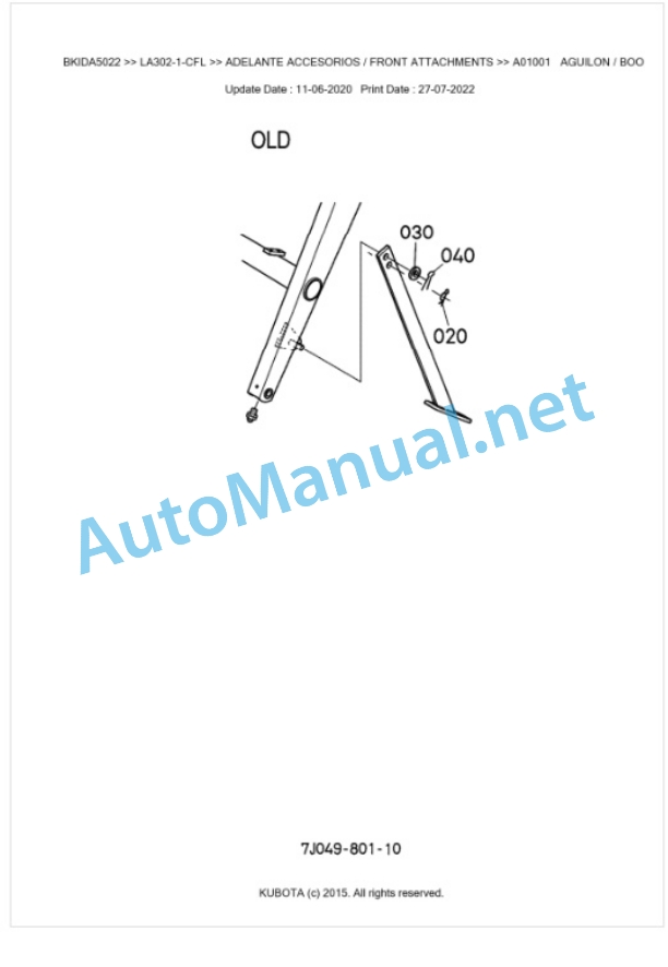 Kubota LA302-1-CFL Parts Manual PDF BKIDA5022 2 Kubota LA302-1-CFL Parts Manual PDF BKIDA5022-2