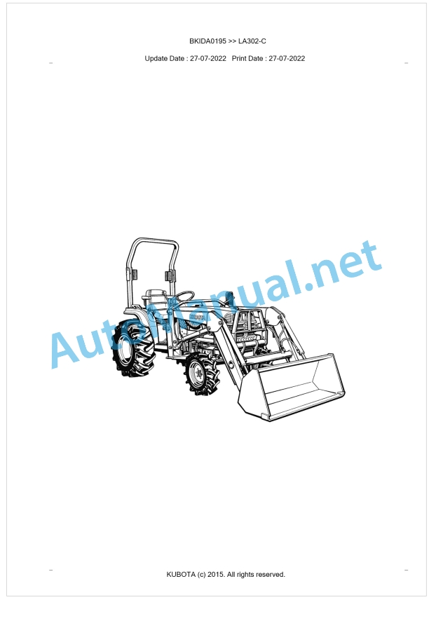Kubota LA302-C Parts Manual PDF BKIDA0195 1 Kubota LA302-C Parts Manual PDF BKIDA0195