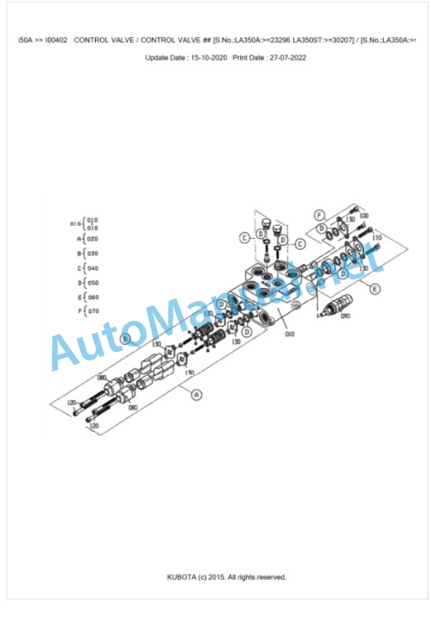 Kubota LA350A Parts Manual PDF BKIDK0497 3 Kubota LA350A Parts Manual PDF BKIDK0497-3