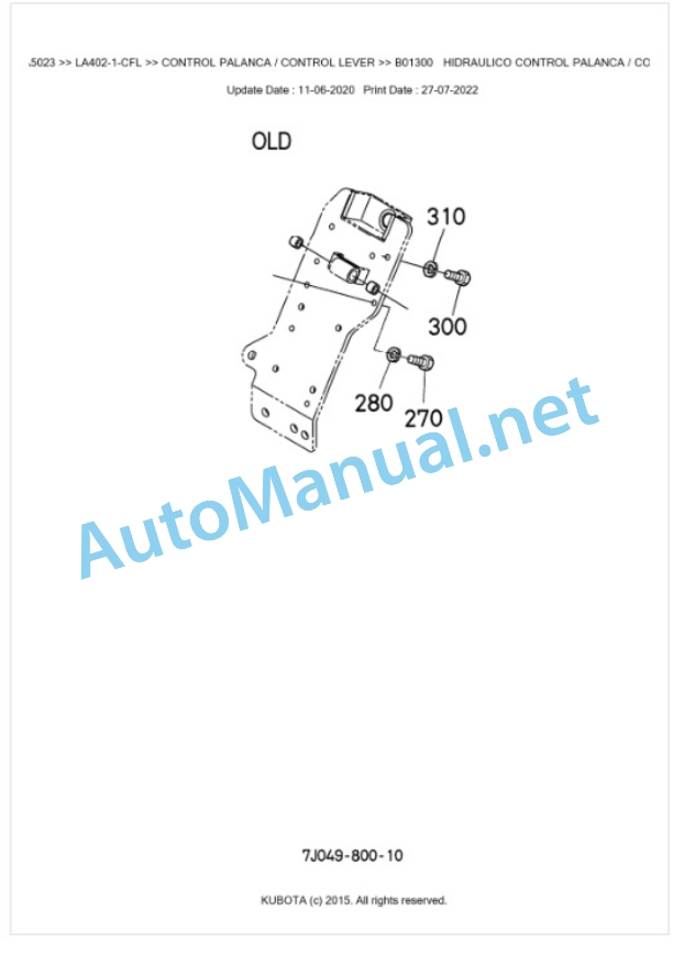 Kubota LA402-1-CFL Parts Manual PDF BKIDA5023 4 Kubota LA402-1-CFL Parts Manual PDF BKIDA5023-4