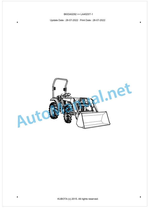Kubota LA402ST-1 Parts Manual PDF BKIDK0292 1 Kubota LA402ST-1 Parts Manual PDF BKIDK0292