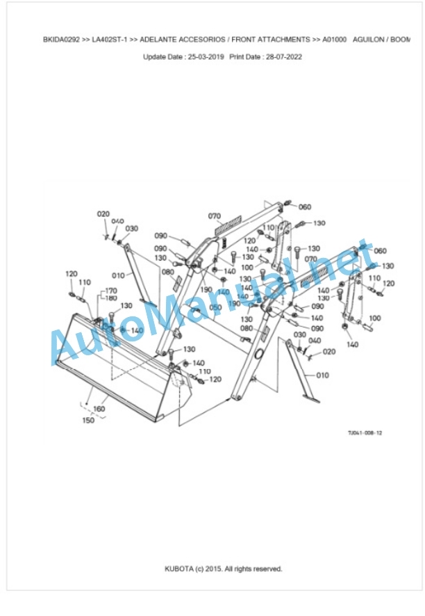 Kubota LA402ST-1 Parts Manual PDF BKIDK0292 2 Kubota LA402ST-1 Parts Manual PDF BKIDK0292-2